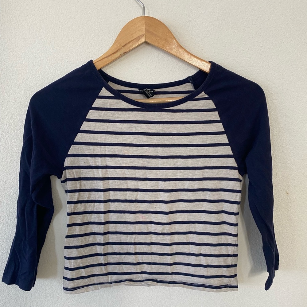 Baseball mid sleeve crop top